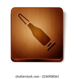 Brown Bullet icon isolated on white background. Wooden square button. Vector