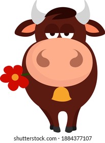 Brown bull,illustration,vector on white background