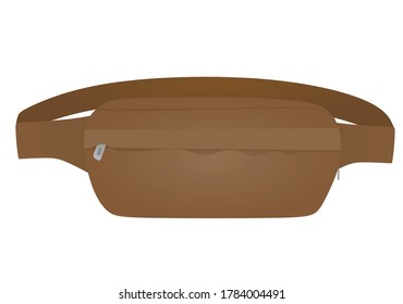 Brown bum bag. vector illustration