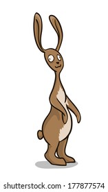 Brown bunny with crazy eyes. Vector Illustration