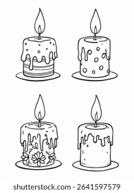 brown burning candle minimalist line art illustration design.eps