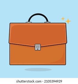 brown business briefcase flat vector, brown business bag,brown baggage hand bag,brown bag design illustration background vector icon