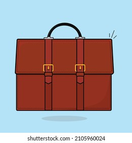 brown business briefcase flat vector, brown business bag,brown baggage hand bag,brown bag design illustration background vector icon