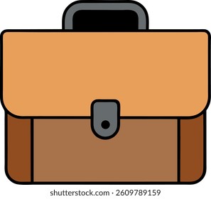 Brown business briefcase vector illustration.
