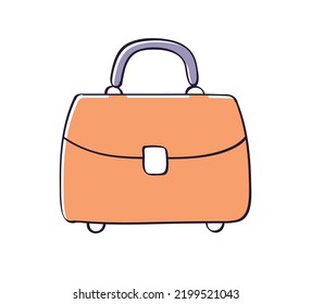 Brown business handbag or briefcase bag isolated vector illustration