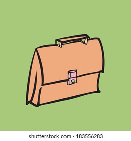 Brown business leather briefcase cartoon