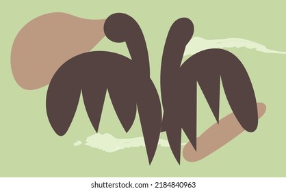brown buterfly with green abstract background random brown shape with soft green line