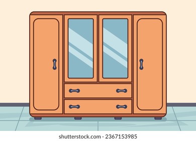 armario marrón para casa. ilustración vectorial plana