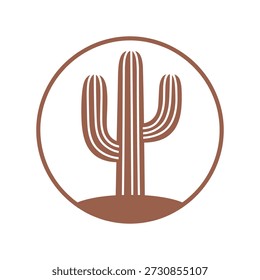 Icono de cactus marrón en un círculo