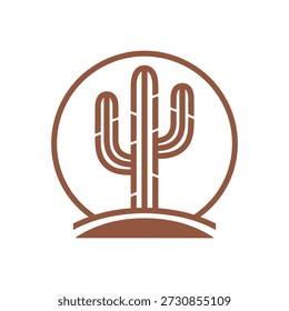 Brown cactus icon in a circle