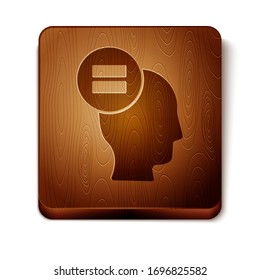 Brown Calculation icon isolated on white background. Wooden square button. Vector Illustration