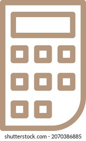 Calculadora marrón, ilustración, vector, sobre un fondo blanco.