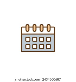 Brown calendar vector icon displayed on a computer screen, indicative of scheduling and date tracking.