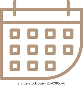 Brown calender, illustration, vector, on a white background.
