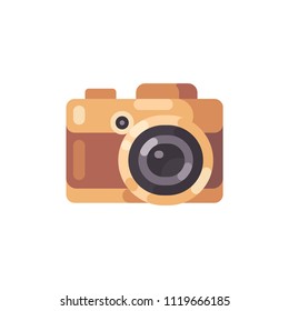 Brown camera illustration. Photography flat icon