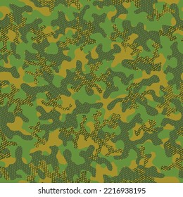 Brown Camouflage Seamless Pattern. Autumn Seamless Army Graphic Art. Khaki Seamless Fashion Graphic Clouds. Beige Repeated Camo Vector Camouflage. Camouflage Paint Green