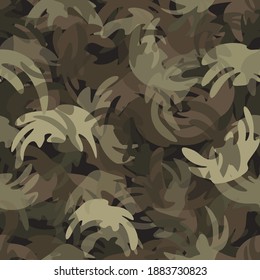Brown camouflage seamless pattern texture. Abstract modern vector military camo backgound illustration. Fabric textile print template
