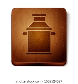 Brown Can container for milk icon isolated on white background. Wooden square button. Vector Illustration