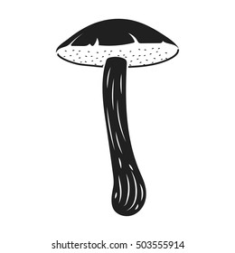 Brown cap boletus icon in black style isolated on white background. Mushroom symbol stock vector illustration.
