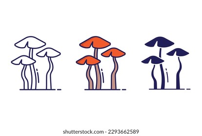 brown cap boletus line and solid illustration icon