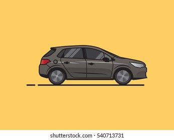 Brown car on yellow background