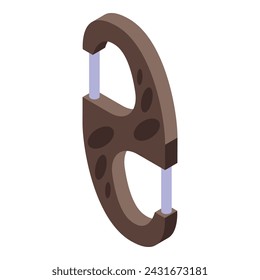 Icono de carabina marrón vector isométrico. Subida rápida. Acampada deportiva de metal