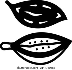 Brown cardamum vector icon design, Condiments and Spices symbol, Food cooking ingredients Sign, Herbs and table sauce stock illustration, Black cardamom Concept,