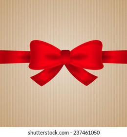 brown cardboard background  with red bow, vector template