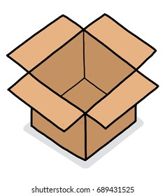 brown cardboard box / cartoon vector and illustration, hand drawn style, isolated on white background.