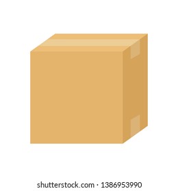 brown cardboard box icon isolated on white background. vector Illustration.