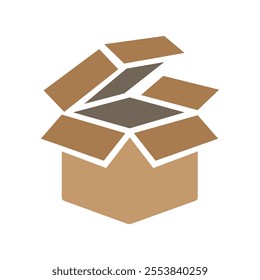 Brown cardboard box icon vector illustration. Carton packaging box. Packaging box flat design