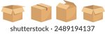 brown cardboard box packaging flat design isolated white background