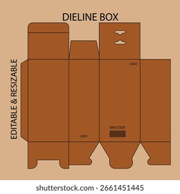 Brown cardboard box template with cutouts 