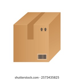 Brown Cardboard Box Vector on White Background