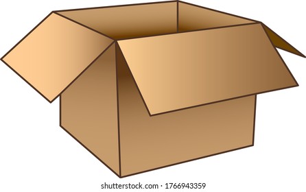 Brown cardboard box without background in vector graphics.