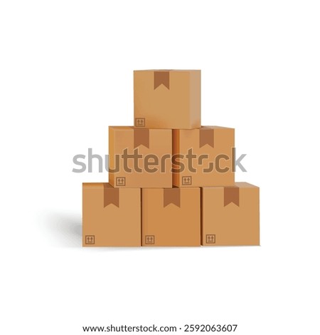Brown cardboard boxes that look like parcel boxes are stacked together.