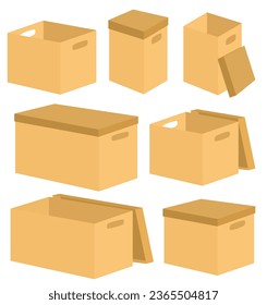 brown cardboard collection, warehouse object