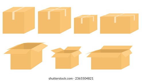 brown cardboard collection, warehouse object