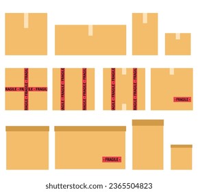 brown cardboard collection, warehouse object