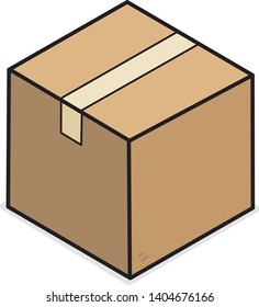 Brown cardboard, paper box / vector and illustration, isolated on white background