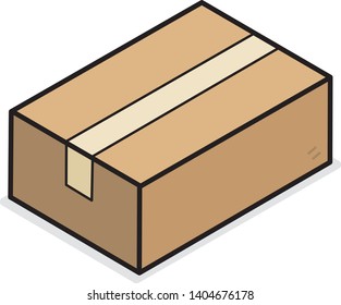 Brown cardboard, paper box / vector and illustration, isolated on white background