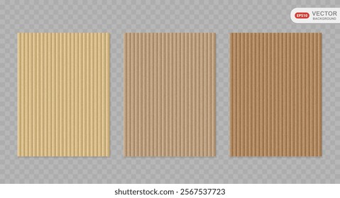 Brown cardboard with striped pattern. Texture of recycle paper box in vintage style. Paper sheet abstract background. Vector EPS 10