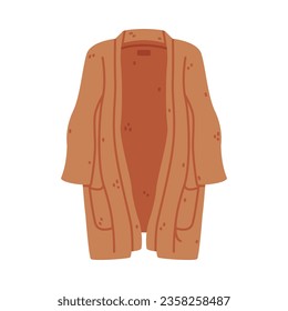 Brown Cardigan with Long Sleeves as Warm Autumn Clothes Vector Illustration