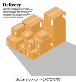 Brown carton box packaging for delivery. Vector design 