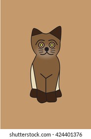 brown cartoon cat sitting vector