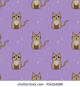 Brown cartoon cute cat background