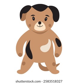 Brown cartoon dog with black spots. Vector illustration.