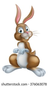 A brown cartoon Easter bunny rabbit mascot