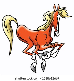 A brown cartoon horse running vector illustration