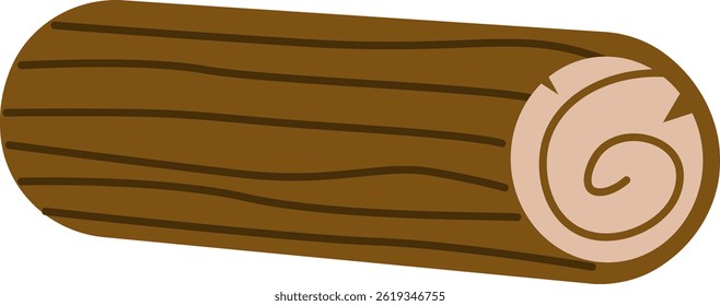 A brown cartoon log with wood grain texture.  The image shows a simple, hand-drawn log perfect for various applications. Cartoon Vector Illustration.